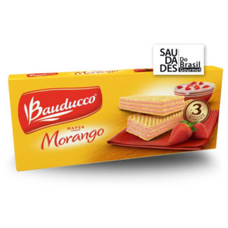 Biscoito wafer sabor morango Bauducco